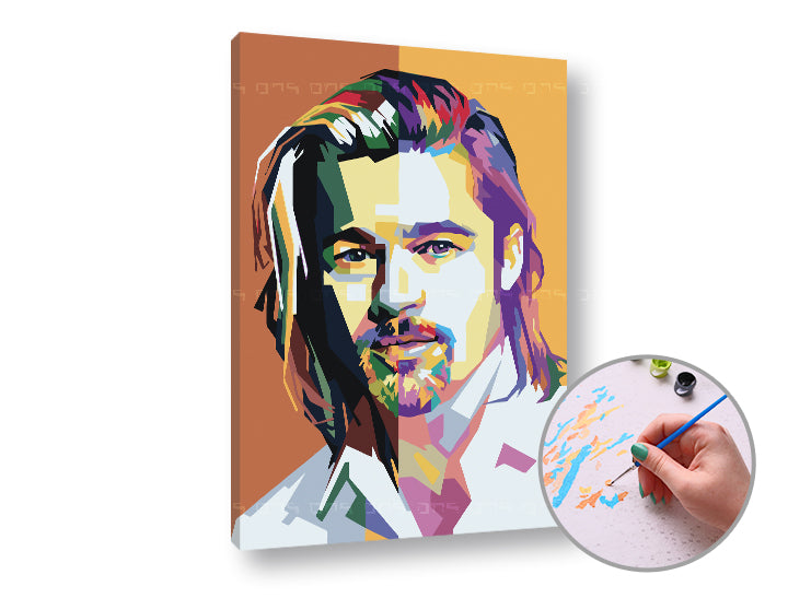 Schilderen op nummer Brad Pitt – 60 × 40 cm