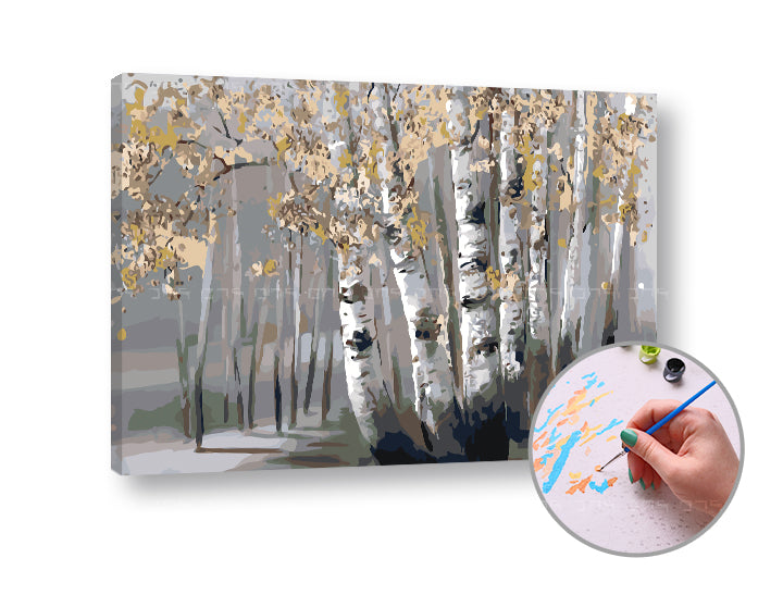 Schilderen op nummer Berkenbos – 60 × 40 cm – afbeelding 3