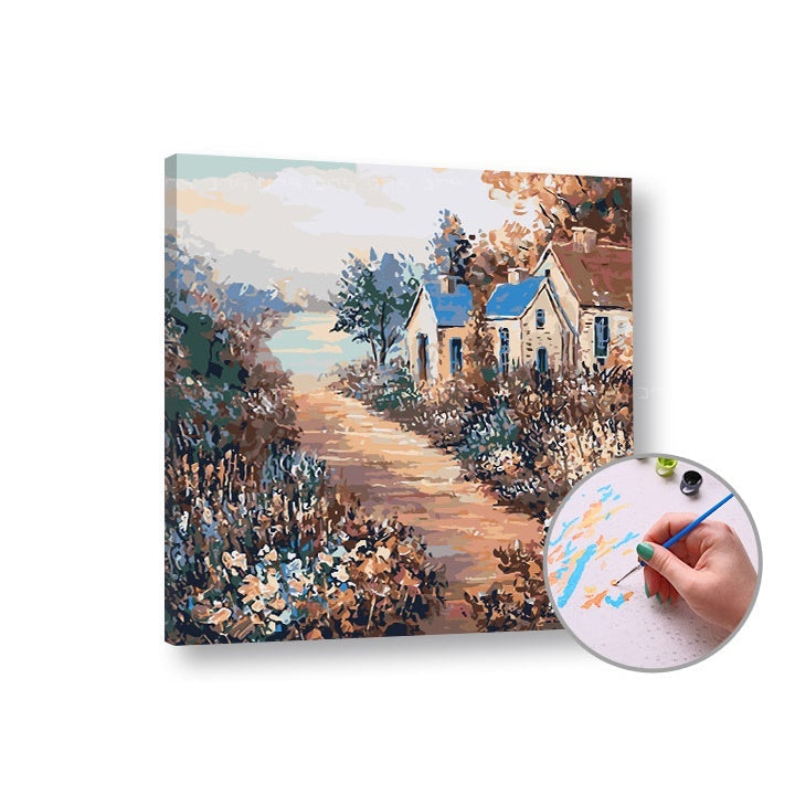 Schilderen op nummer Kleurrijk landschap – 50 × 50 cm – afbeelding 2