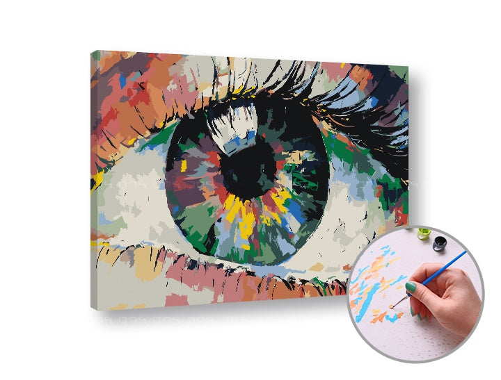 Schilderen op nummer Kleurrijk oog – 60 × 40 cm