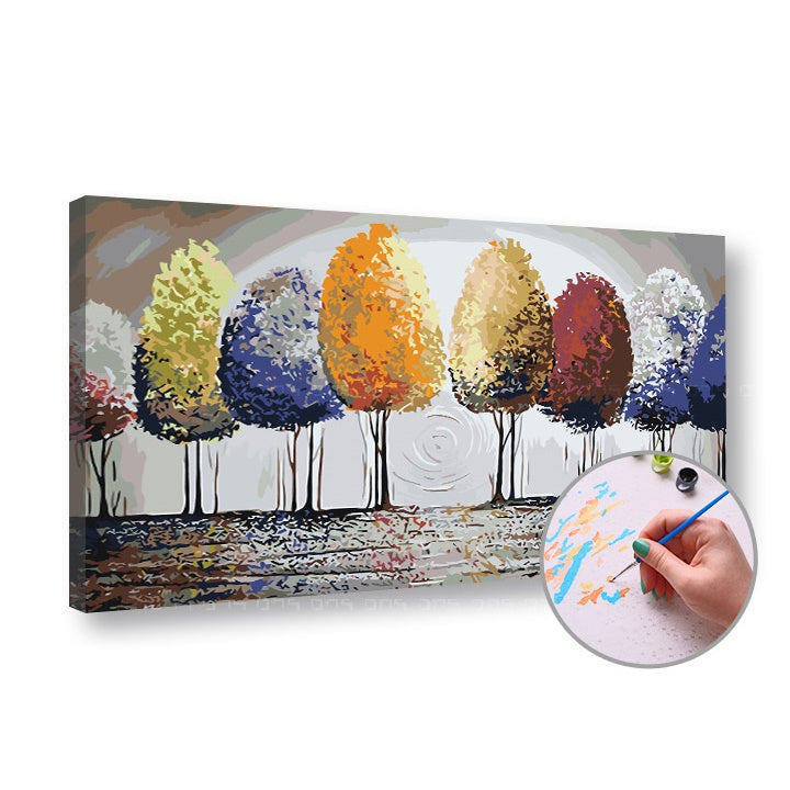 Schilderen op nummer Kleurrijke bomen – 70 × 40 cm – afbeelding 3