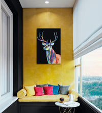 Schilderen op nummer Kleurrijk hert, zwart doek, 40 × 60 cm – afbeelding 3