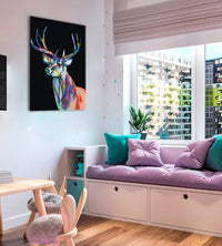 Schilderen op nummer Kleurrijk hert, zwart doek, 40 × 60 cm – afbeelding 4