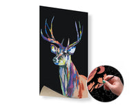 Schilderen op nummer Kleurrijk hert, zwart doek, 40 × 60 cm – afbeelding 2