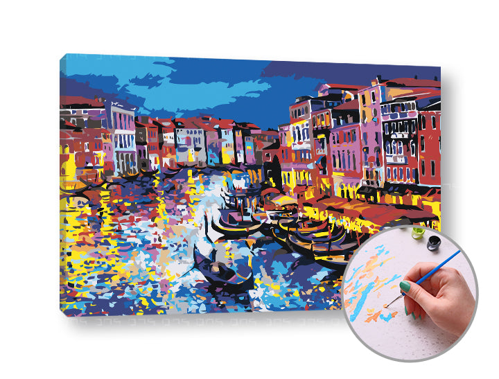 Schilderen op nummer Gondels op het water – niveau hoog, 60 × 40 cm – afbeelding 3