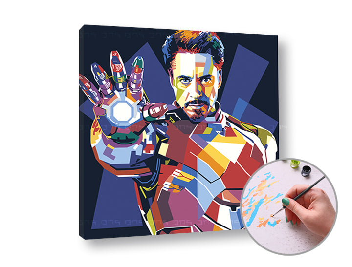 Schilderen op nummer Iron Man – niveau laag, 50 × 50 cm – afbeelding 3
