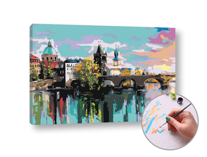 Schilderen op nummer ARTMiE Karelsbrug in Praag 60 × 40 cm – afbeelding 2
