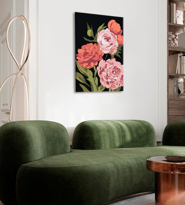 Schilderen op nummer Bloementuin, zwart doek, 40 × 60 cm – afbeelding 3
