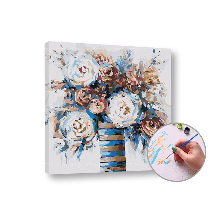 Schilderen op nummer Bloemen in vaas – niveau gemiddeld, 50 × 50 cm