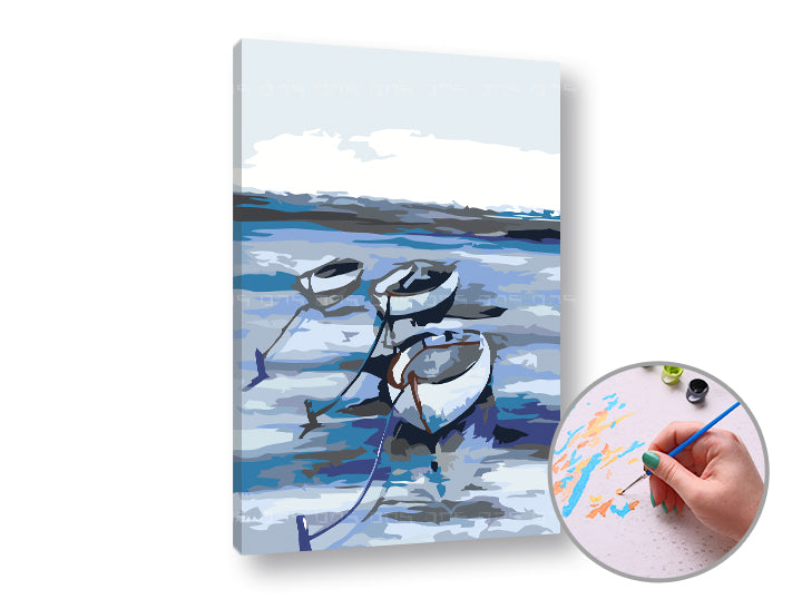 ARTMiE schilderen op nummer Boten op zee – 60 × 40 cm – afbeelding 2