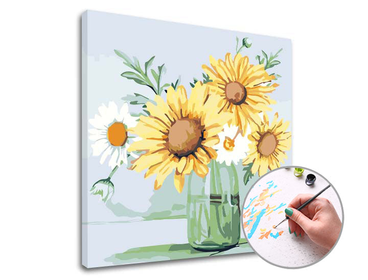 ARTMiE schilderen op nummer Margrieten en zonnebloemen – 50 × 50 cm