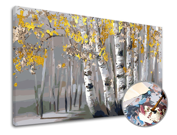 Schilderen op nummer Premium Gold – Berkenbos