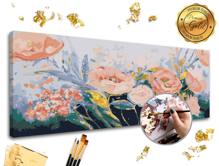 Schilderen op nummer Premium Gold – Rozentuin, 80 × 40 cm – afbeelding 2