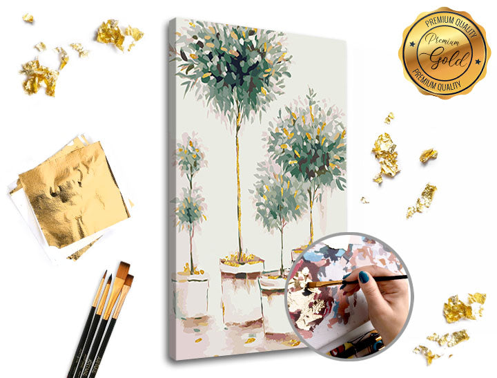 Schilderen op nummer Premium Gold – Boomgaard, 40 × 60 cm – afbeelding 2