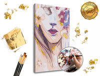 Schilderen op nummer Premium Gold – Vrouw met bloemen, 40 × 60 cm – afbeelding 2