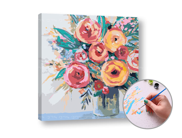 Schilderen op nummer Bloemenvreugde – 50 × 50 cm