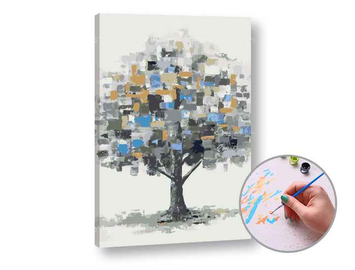 Schilderen op nummer ARTMiE Boom in de mist – 60 × 40 cm – afbeelding 2