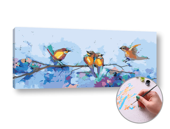 Schilderen op nummer ARTMiE Vogels in de winter – 70 × 30 cm – afbeelding 3