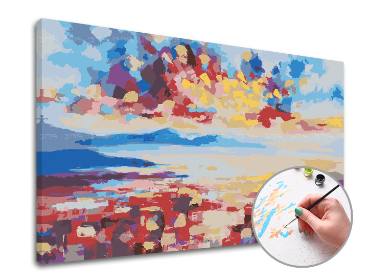 Schilderen op nummer ARTMiE Zonsondergang boven de bergen – 70 × 40 cm – afbeelding 2
