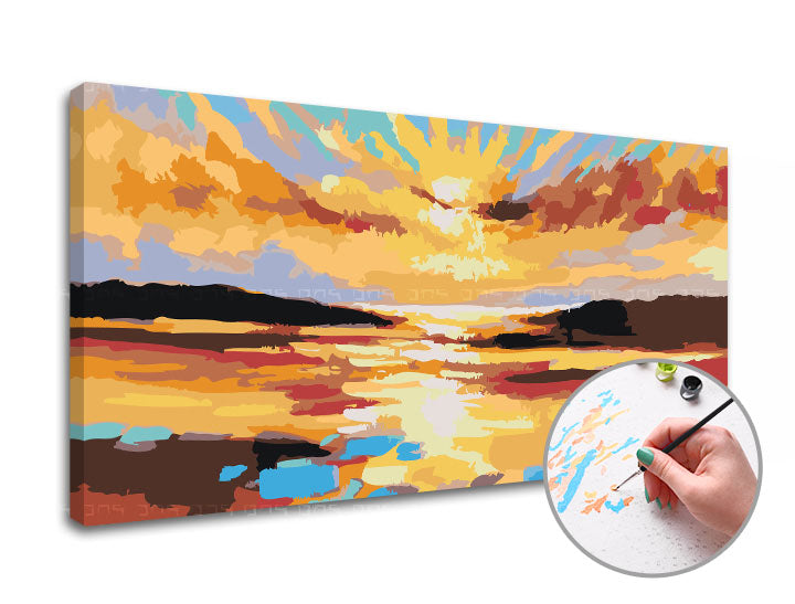 Schilderen op nummer ARTMiE Zonsondergang – 80 × 40 cm – afbeelding 2