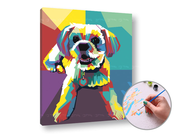 Schilderen op nummer ARTMiE White Dog – lage moeilijkheidsgraad