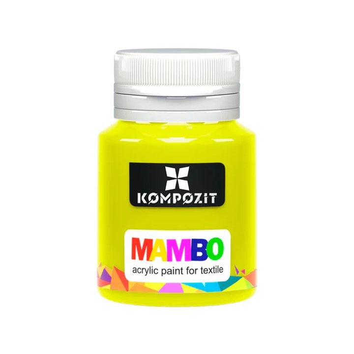 MAMBO Acrylic Paint for Fabric and Leather, 20 ml – 03 Lemon Yellow