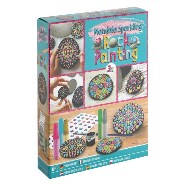 Mandala Painting Set - 3 Stones and Glitter Paints — image 1