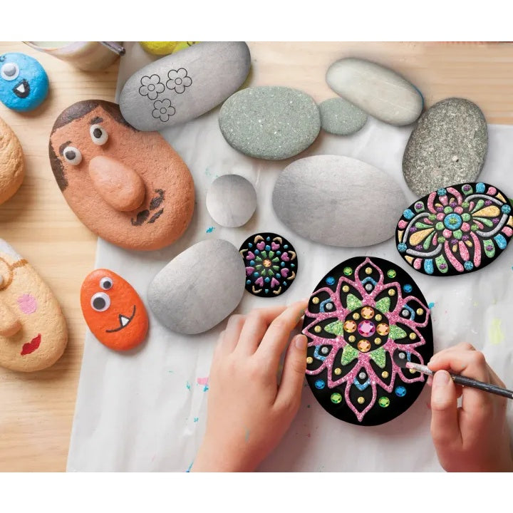 Mandala Painting Set - 3 Stones and Glitter Paints — image 2