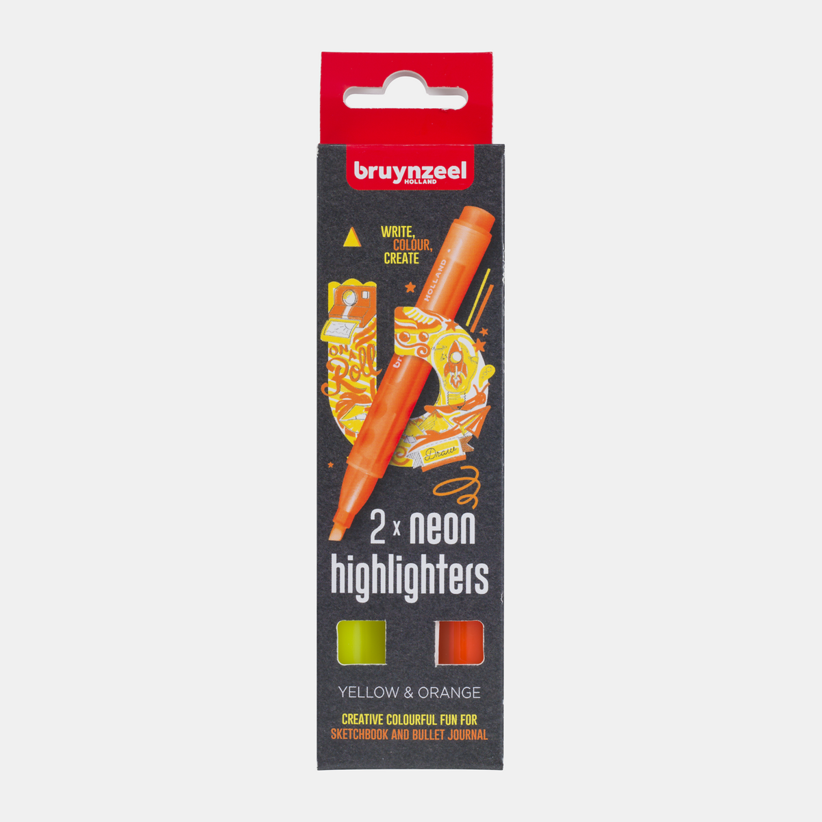 Markeerstiften Bruynzeel met schuine punt, set van 2 – geel en oranje