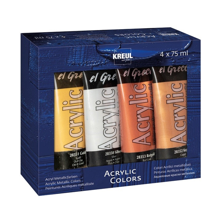 KREUL el Greco metallic acrylverf, set 4 × 75 ml