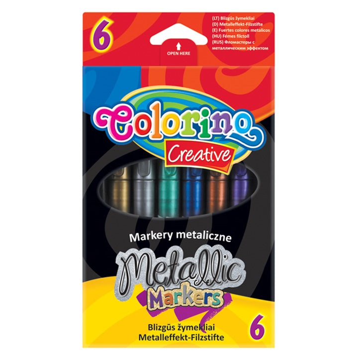 Colorino metallic viltstiften, set van 6 kleuren