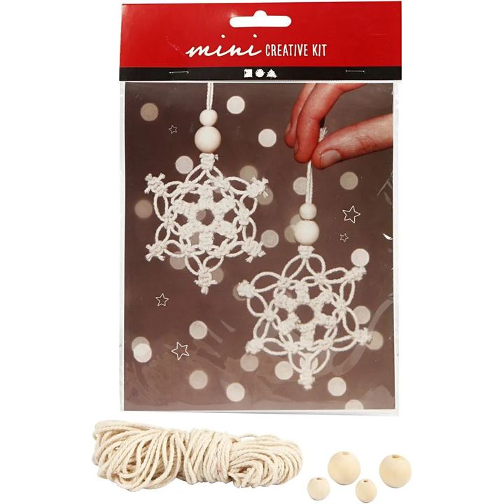 Creativ Company macramé knutselset sneeuwvlokken, mini – afbeelding 2