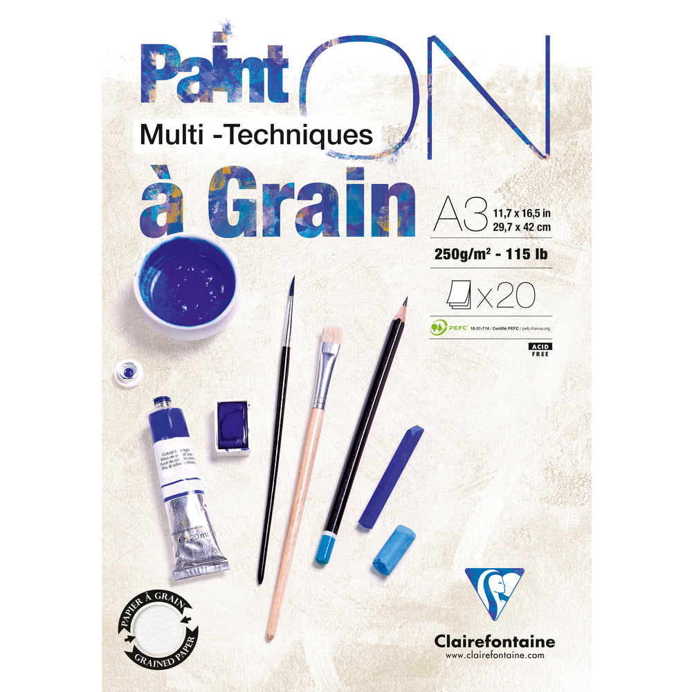 Mixed-mediablok Clairefontaine Paint'On a grain 250 g/m², 20 vel