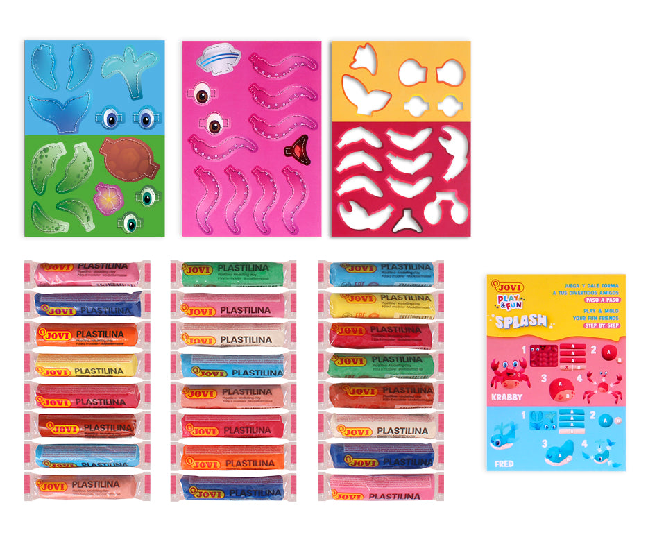 Modelling clay set JOVI Play&Fun Splash 360 g in case