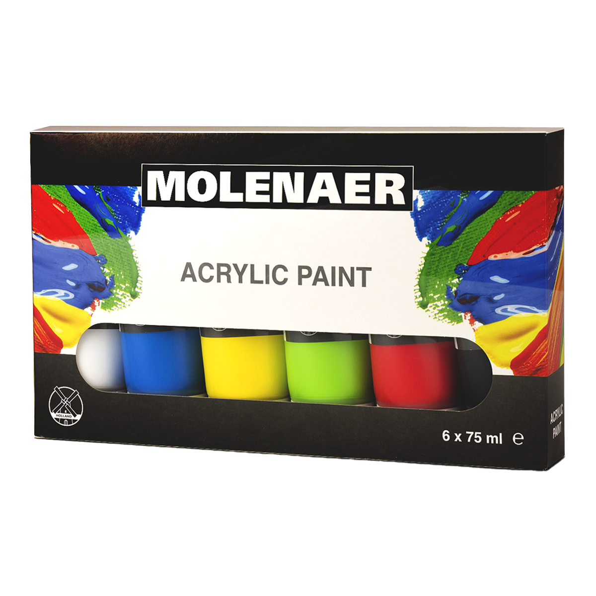 Molenaer acrylverfset 6 × 75 ml – kleurenmix