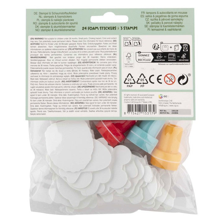 Moxy dierenset: 3 zelfinktende stempels en foamstickers – afbeelding 2