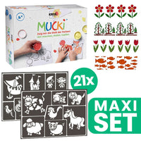 MUCKI Painting Stencil Collection for Kids, 21 pcs + Finger Paint Set