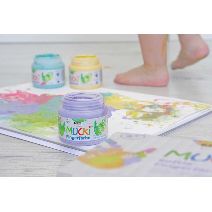 MUCKI Pastel Finger Paints for Kids, Set of 6 x 150 ml — image 2