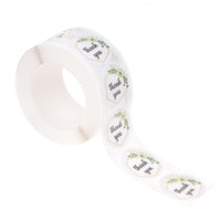 DP Craft stickers ‘Thank you’ met bloemenmotief, Ø 2,5 cm, 500 stuks