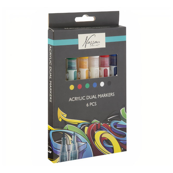 Nassau Fine Art Dual Acrylic Paint Pens, Set of 6