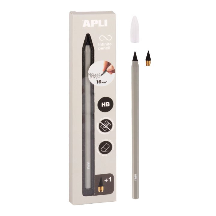 APLI eeuwig potlood HB, per stuk – grijs, blauw, groen, koraalroze – afbeelding 4