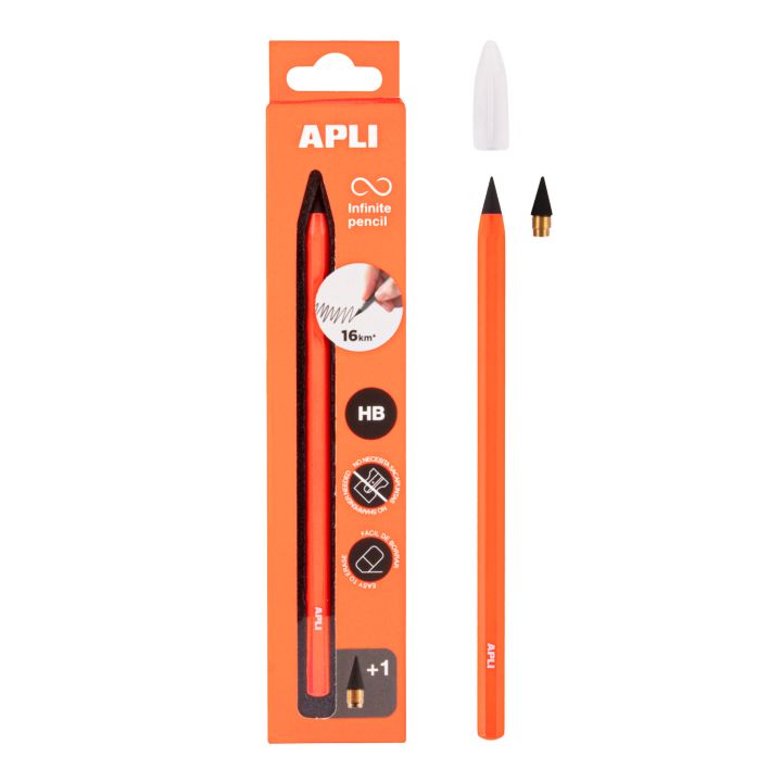 APLI eeuwig potlood HB, per stuk – zwart, oranje, wit, kaki – afbeelding 4