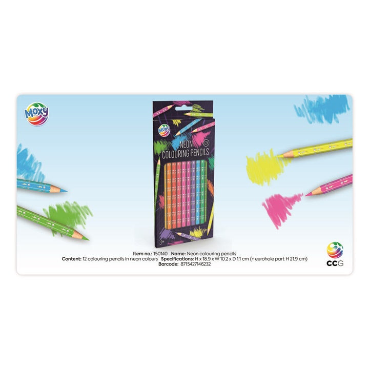 Nassau neon kleurpotloden, 12 stuks – afbeelding 3