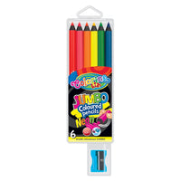 Colorino Kids neon JUMBO kleurpotloden met puntenslijper, 6 stuks