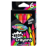 Colorino neon waskrijt driekantig, 6 stuks