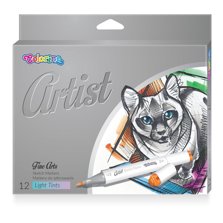 Colorino Artist schetsmarkers pastel, dubbele punt, 12 stuks
