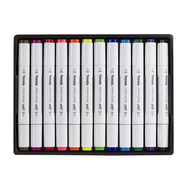 Colorino Artist markers met dubbele punt, set van 12 – afbeelding 2