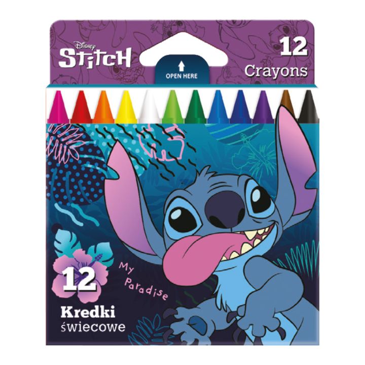 Colorino Disney Stitch waskrijt rond, 12 stuks