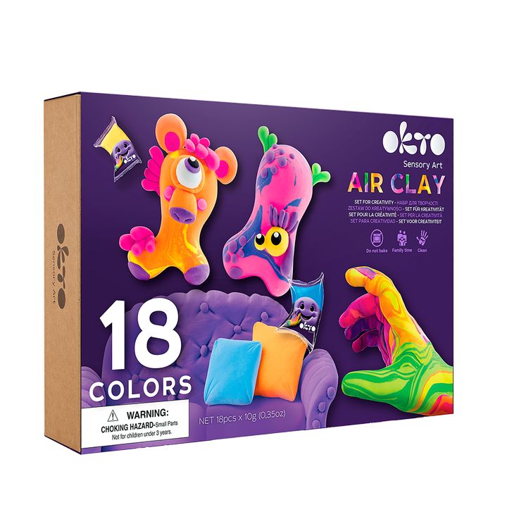 OKTO air-dry clay craft set, 18 shades, image 1