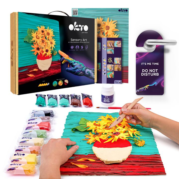 OKTO Sensory Art 3D-hobbyset Zonnebloemen, 30 × 40 cm – afbeelding 2
